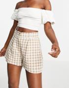 River Island Gingham Plaid Shorts In Brown - Part Of A Set