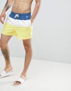 Abercrombie & Fitch 5 Inch Color Block Swim Shorts In Blue/white/yellow - Multi
