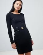 Versace Jeans Dress With Buckle Waist Detail - Black