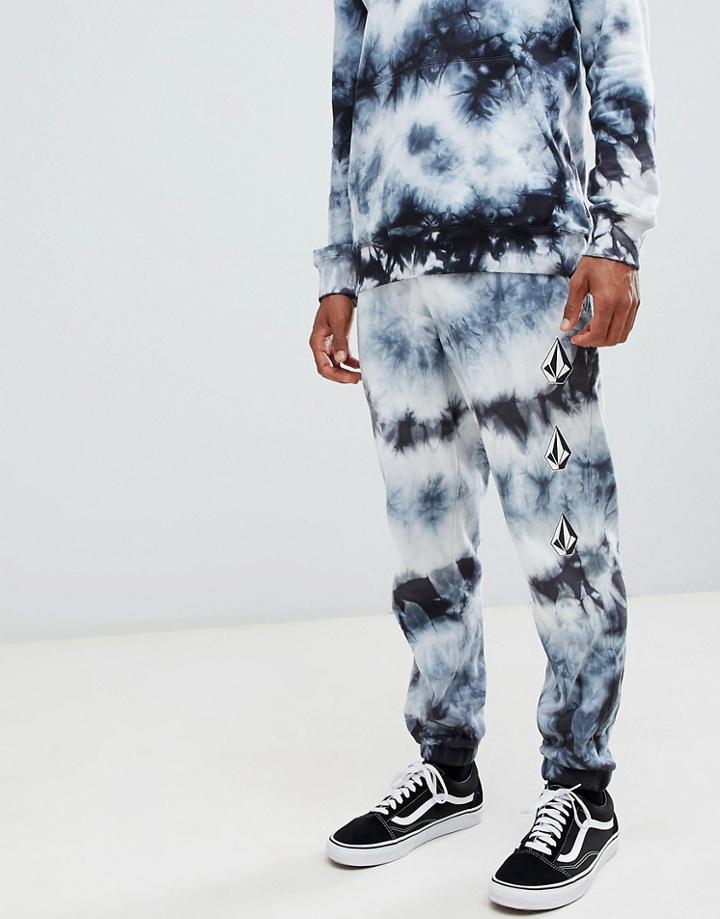 Volcom Deadly Stones Tie Dye Joggers In Black - Black