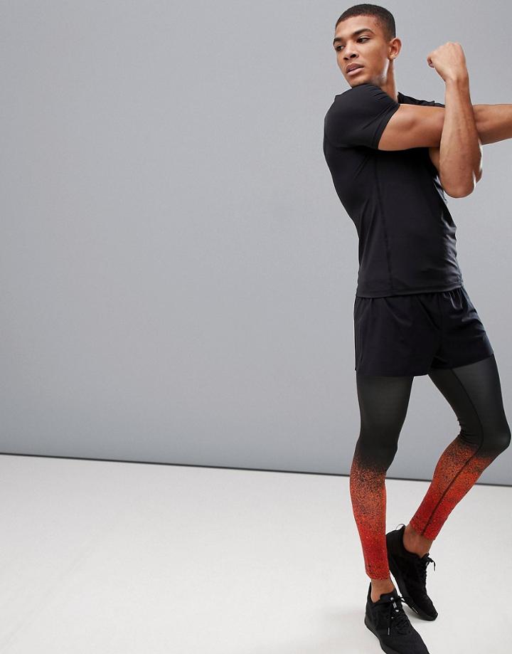 Asos 4505 Running Tights In Fade Print With Moisture Wicking - Black