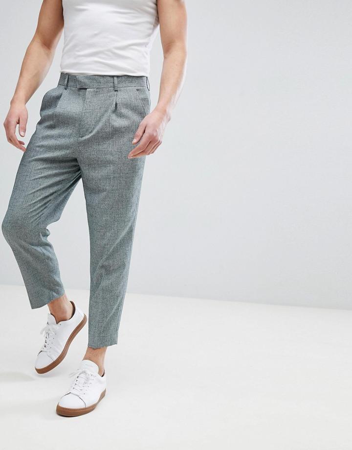 Asos Design Tapered Smart Pants In Dark Green Cross Hatch Nepp - Green