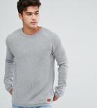 Blend Waffle Knit Sweater - Gray