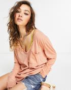 Free People Betty Long Sleeve Jersey Top In Copper