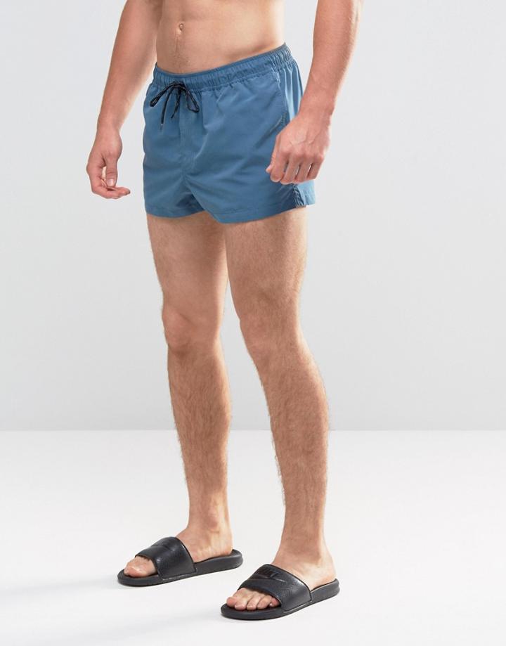Asos Swim Shorts In Teal Super Short Length - Blue