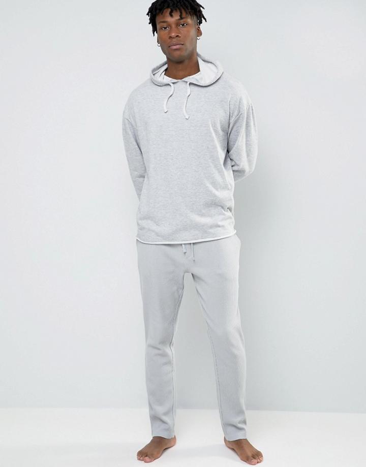Selected Homme Joggers With Cuffed Ankle In Slim Fit Waffle - Gray