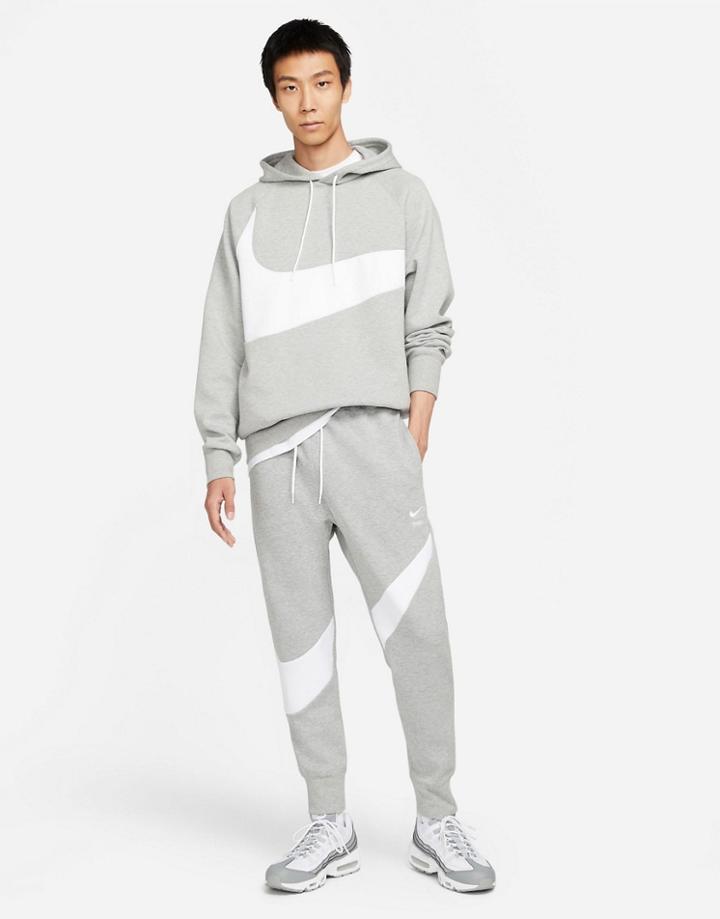 Nike Swoosh Pack Cuffed Sweatpants In Gray Heather-grey