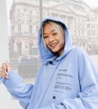 Collusion Unisex Oversized Blues Hoodie With Print