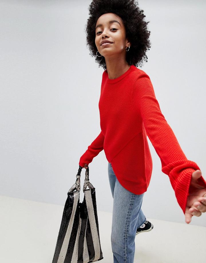 Brave Soul Village Cross Front Sweater - Red