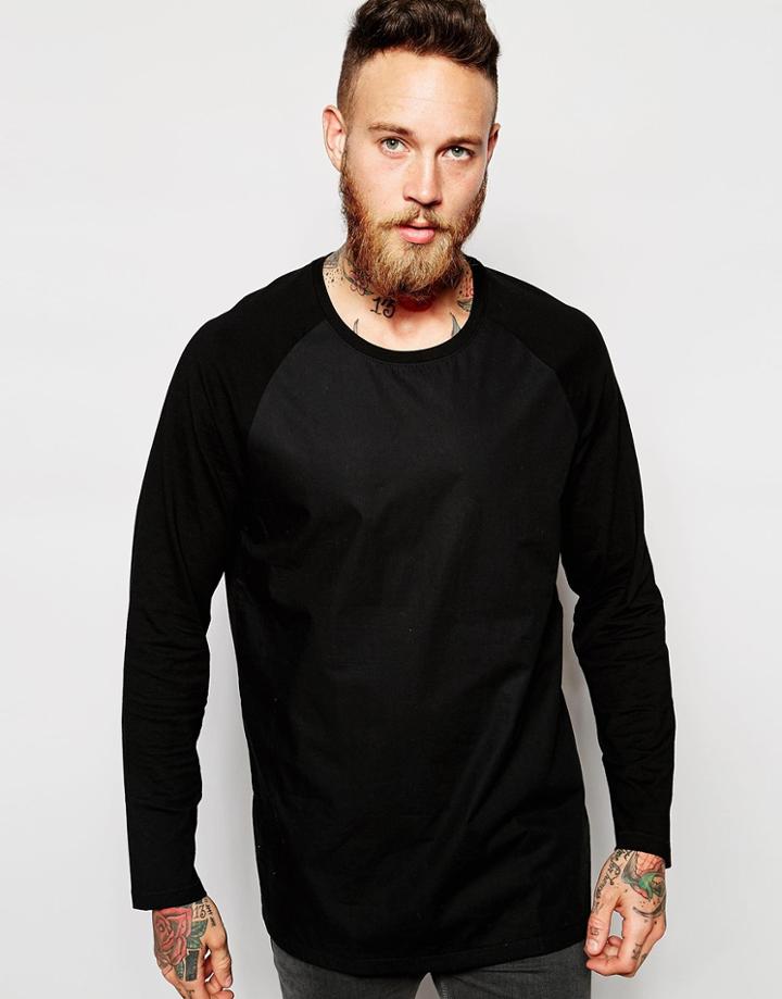 Weekday Long Sleeve Top Smith Longline Raglan Nylon Body - Black