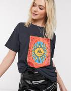 Daisy Street Relaxed T-shirt With Tarot Print-black
