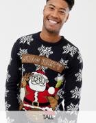 Brave Soul Tall Stag Party Holidays Sweater-navy