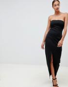 Asos Design Scuba Bandeau Maxi Dress-black
