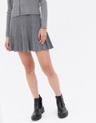 New Look Pleated Knitted Skirt In Gray