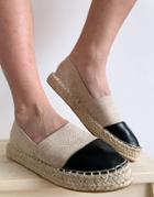 Truffle Collection Toe Cap Espadrilles In Beige And Black-neutral