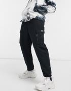 Bershka Cropped Cargo Pants In Black