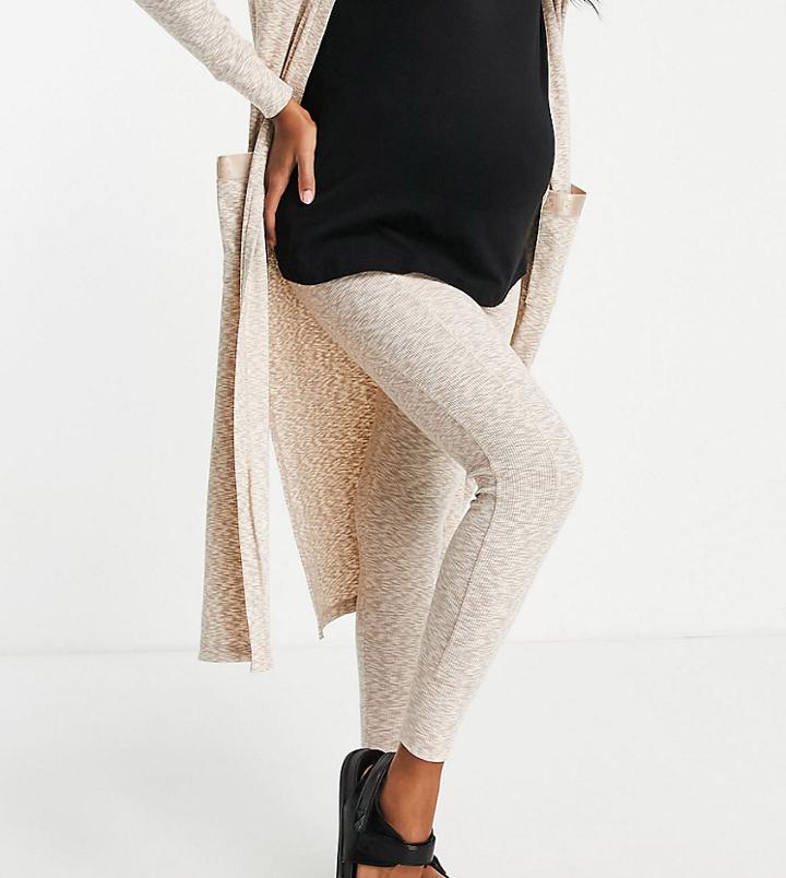 River Island Maternity Space Dye Coordinating Leggings In Ecru Heather-white