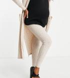 River Island Maternity Space Dye Coordinating Leggings In Ecru Heather-white