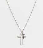 Designb Double Cross Necklace In Silver Exclusive To Asos - Silver