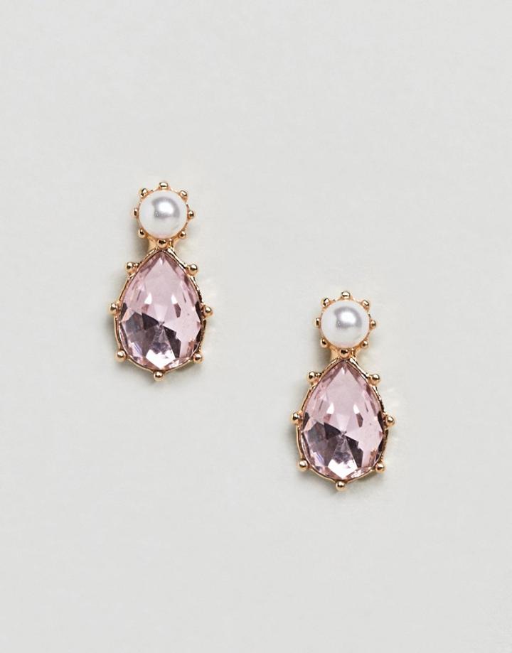 Asos Twinkle Faux Pearl And Stone Jewel Earrings - Gold