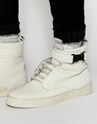 Dark Future High Top Sneakers In Gray With Buckle Strap - Gray