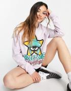 Asos Design Looney Tunes Greetings Earthlings Sweatshirt-purple