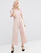 Asos Kimono Jumpsuit With Culotte Leg - Pink