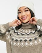 New Look Fairisle Roll Neck Sweater In Brown