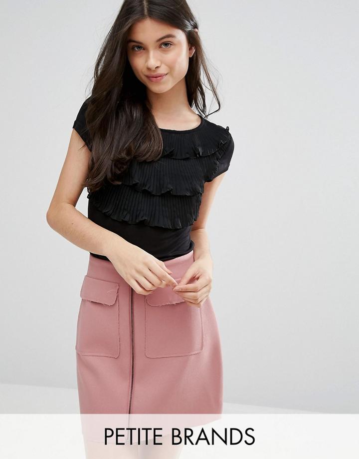 Vero Moda Petite Tiered Ruffle Top - Black