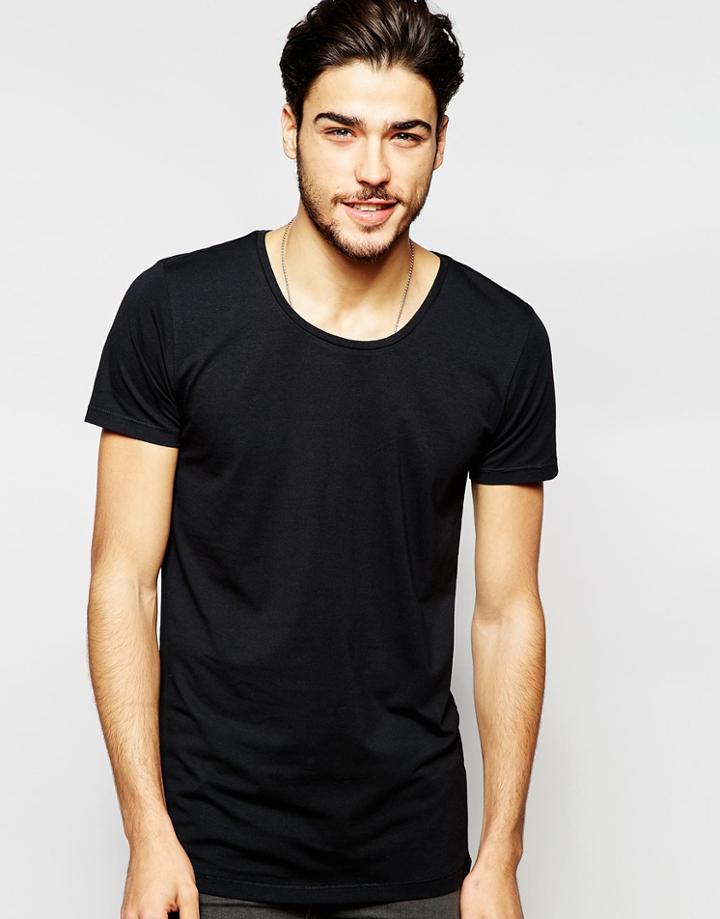 Vito Scoop Neck T-shirt - Black