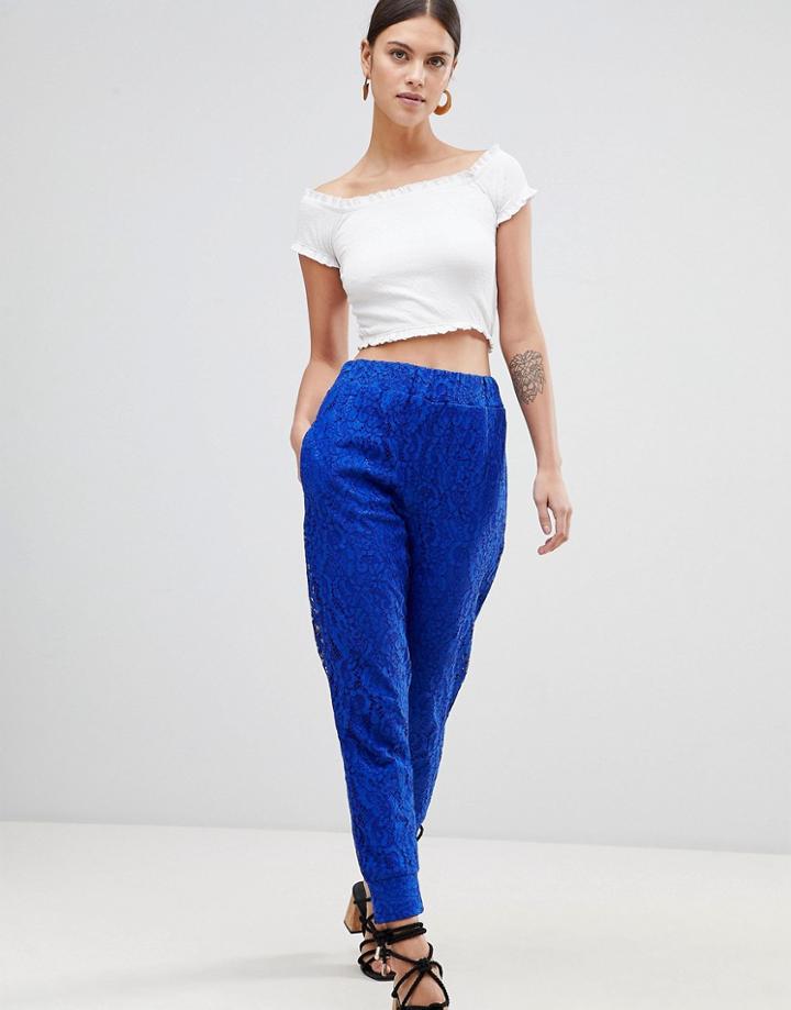 Asos Design Joggers In Lace - Blue
