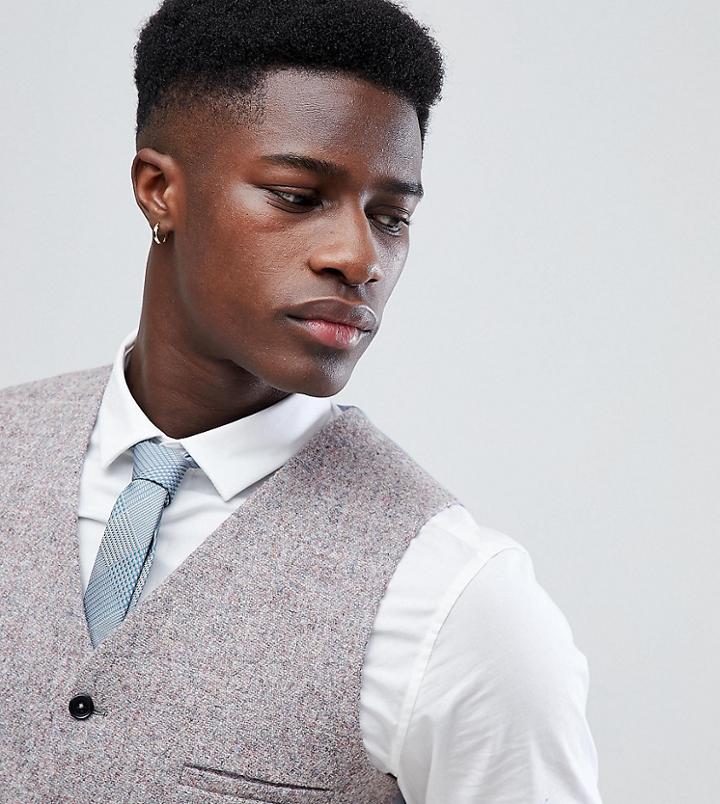 Noak Skinny Vest In Harris Tweed - Pink