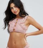 Peek & Beau Crochet Lace Bikini Top - Pink