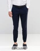 Only & Sons Skinny Cuffed Hem Pants With Stretch - Navy