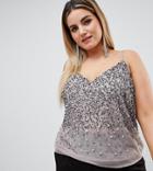 Asos Design Curve Cami Top With Sequin Embellishment - Silver