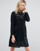 D.ra Farrah Embroidered Smock Dress - Black