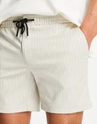 Topman Skinny Striped Shorts In Stone And White-neutral