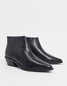 Asos Design Ariana Leather Western Chelsea Boots In Black