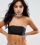 Asos Design Fuller Bust Exclusive Jewel Embellished Choker Bikini Top - Black