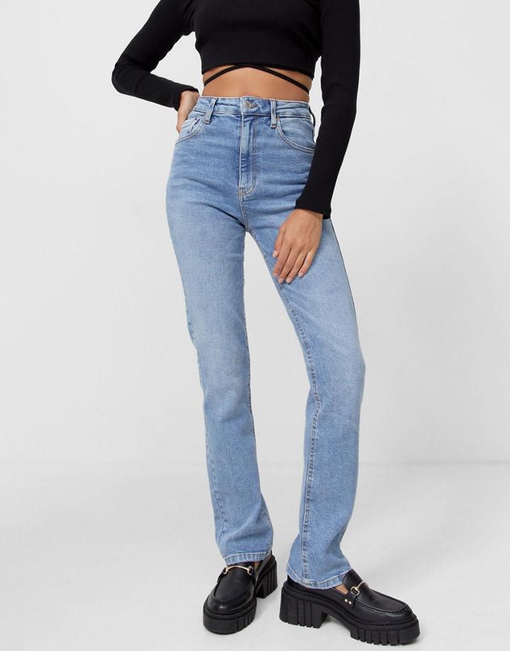 Stradivarius Vintage Fit Straight Jeans In Medium Wash-blues