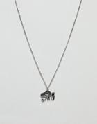 Asos Design Necklace With Eye Of Horus In Burnished Silver - Silver