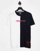 Hollister Large Hem Logo Ombre Print T-shirt In White/black