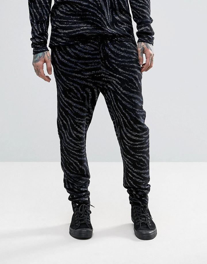 Asos Knitted Pants With Zebra Detail And Metallic Yarn - Black
