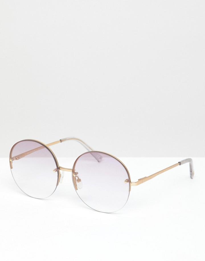 Le Specs Say My Name Round Sunglasses In Lilac - Purple
