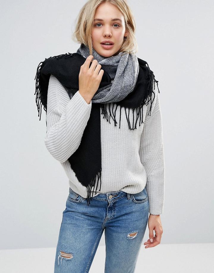 Lavand Ombre Stripe Poncho Scarf - Gray