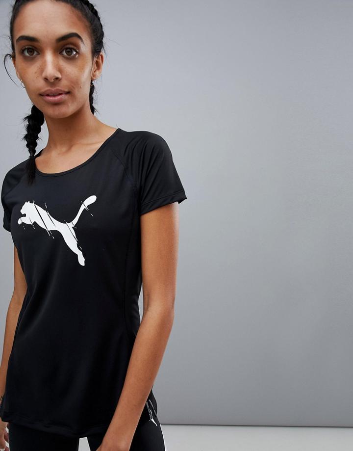 Puma Running Short Sleeve Logo T-shirt - Black