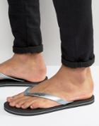 Brave Soul Flip Flops Metallic Silver - Black
