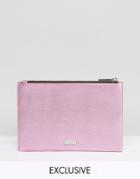Skinnydip Exclusive Zip Top Pouch Bag In Metallic Pink - Pink