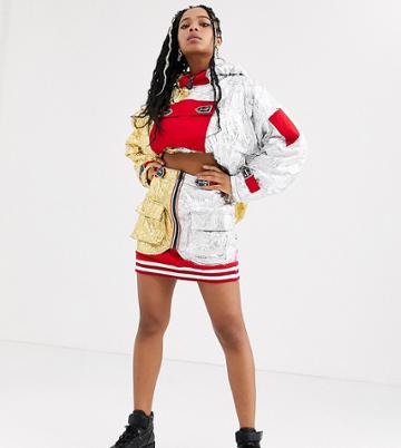 Db Berdan Mini Skirt In Contrast Foil Panels Two-piece