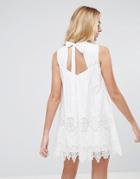 Asos Premium Ladder And Lace Swing Dress - White